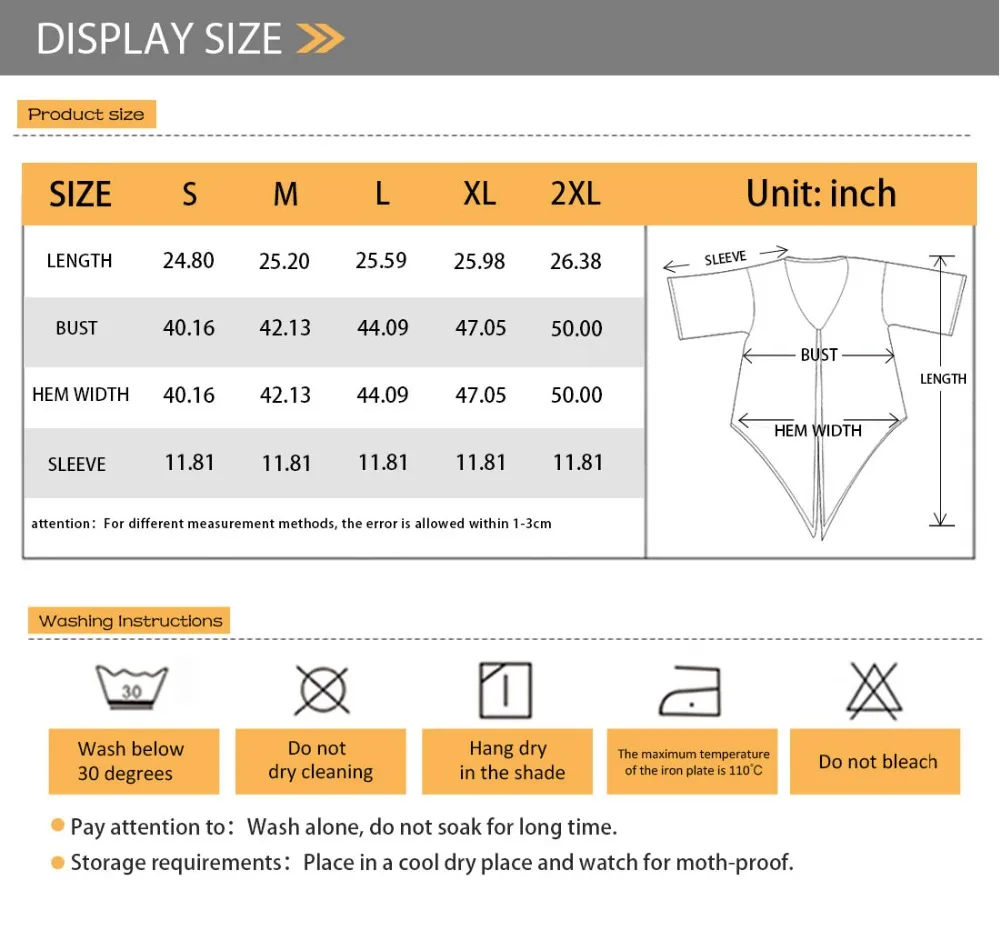 B1-女七分袖雪纺裙-尺码图