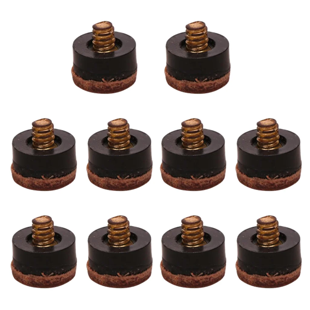 prettyia 10pcs Premium 12mm Billiards Screw-On Pool Cue Tip Replacement