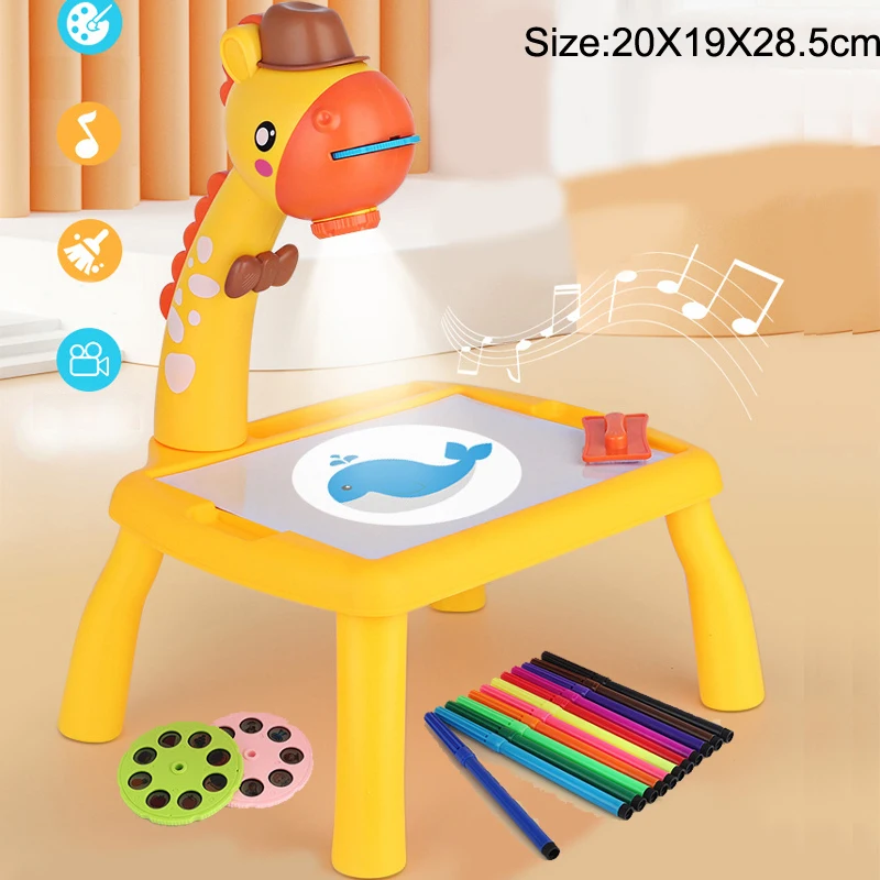 Montessori Early Learning Mini Kids Play Cartoon Projector Drawing Table Children's Toys Interactive Painting Educational Toy | Игрушки и