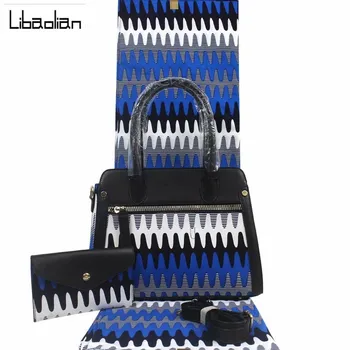 

african women's wax handbag set with 6 yards Lovely wax prints real ankara Soft wax fabric 100%Cotton,Fashion high quality F21-2