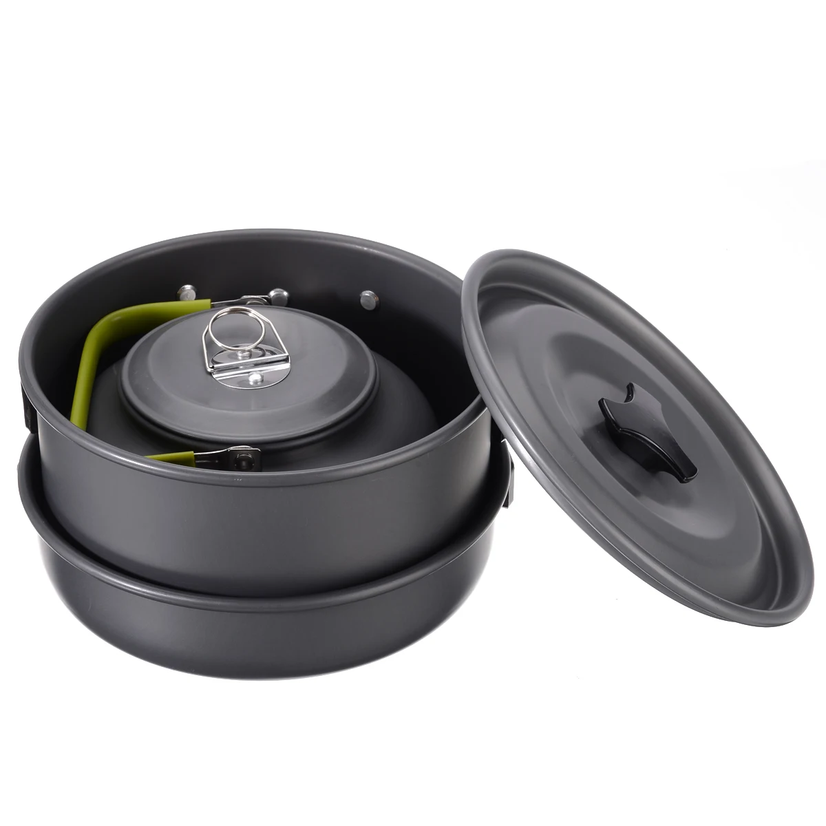 2-3 Person Camping Cookware Cooking Pots Frying Pan Set + Kettle  Outdoor Tableware Cookware Tools For Travel Hiking