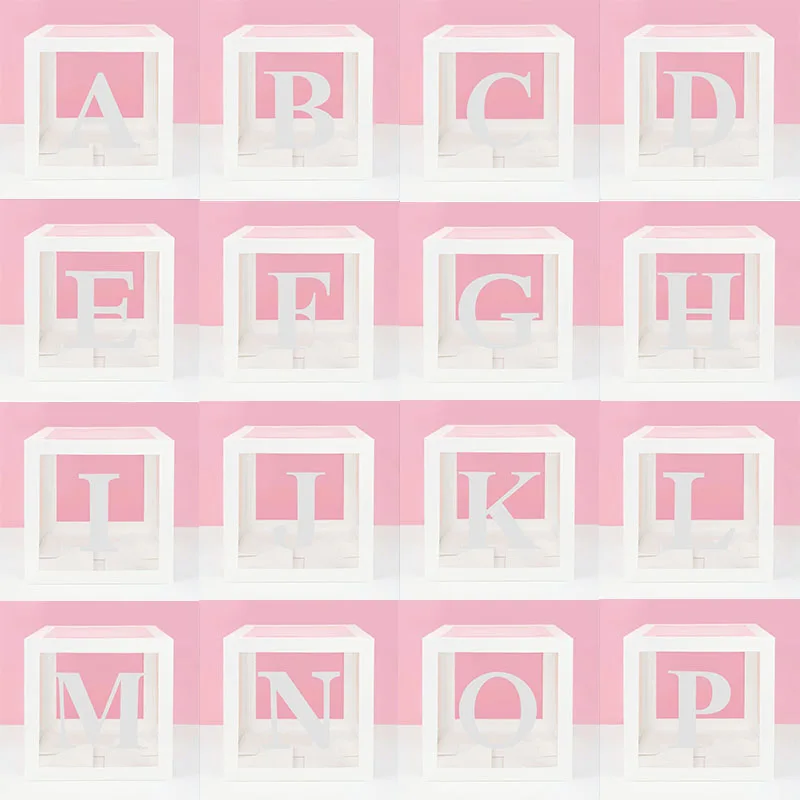 1Pcs Kid Birthday Balloon Packing Gift Boxes Letter A-Z Transparent Box Square Boy Girl Baby Shower Wedding Party Decoration
