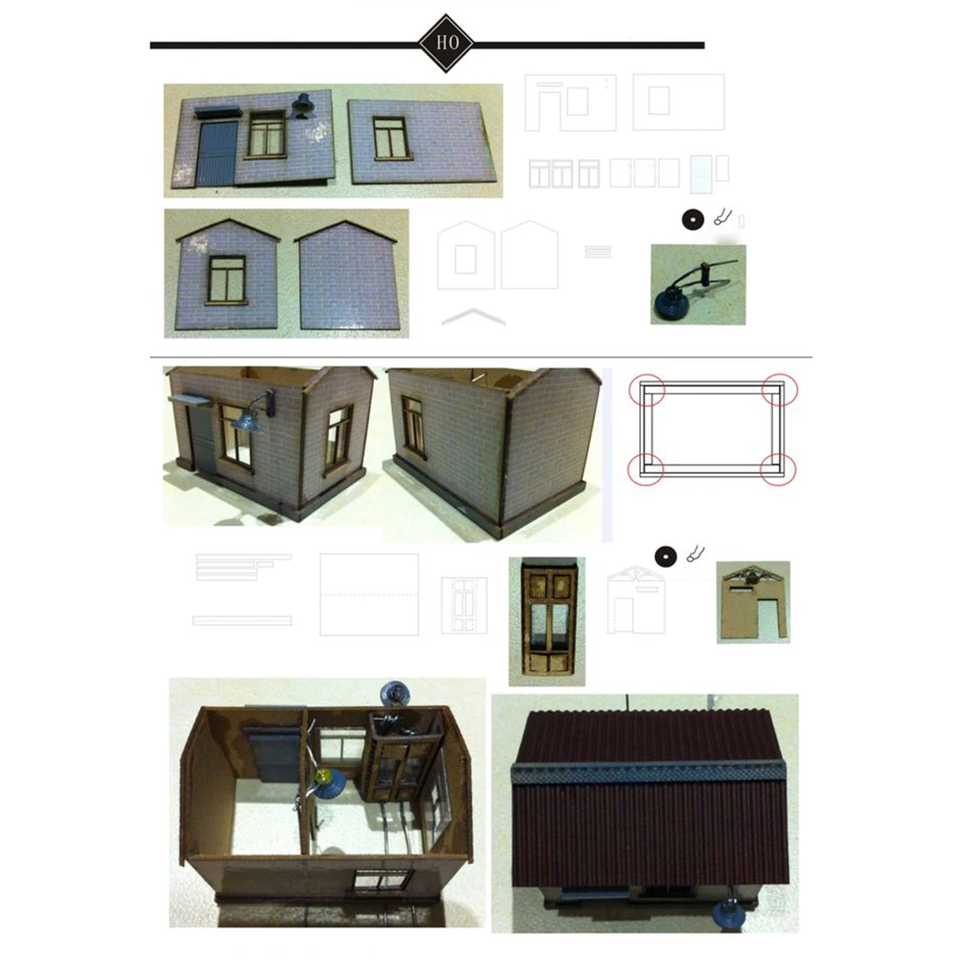  1:87 HO Scale Railway House Model Sand Table Scene Decoration