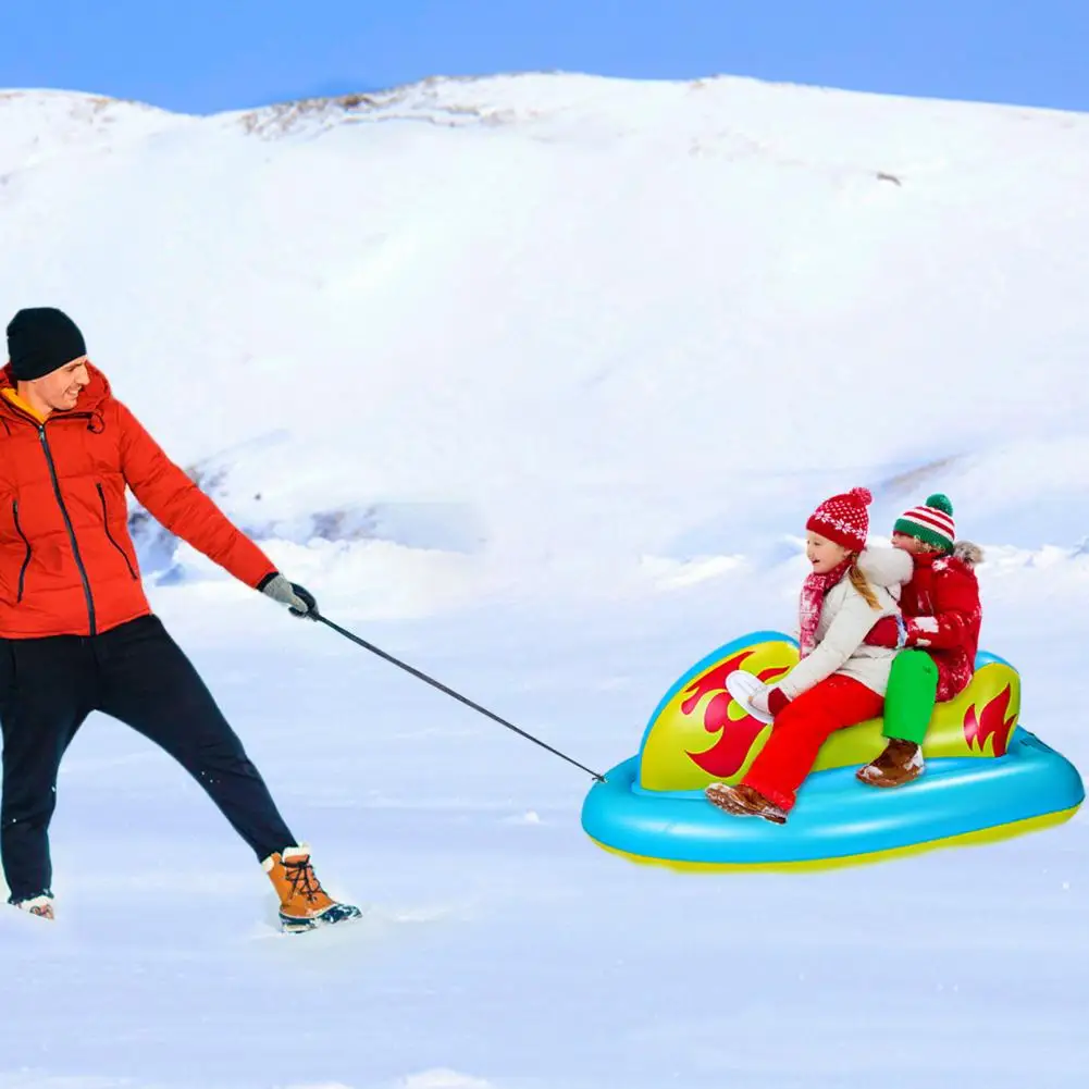Inflatable Snow Sled Operating Handle Beautiful Winter Activities Sledding Tube Convenient Snow Sled Cold-resistant for Adults