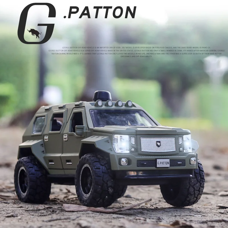 Новинка 1:24 г. PATTON внедорожник Грузовик литая модель автомобиля игрушка джип для детей звуковое освещение Вытяните назад Подарки