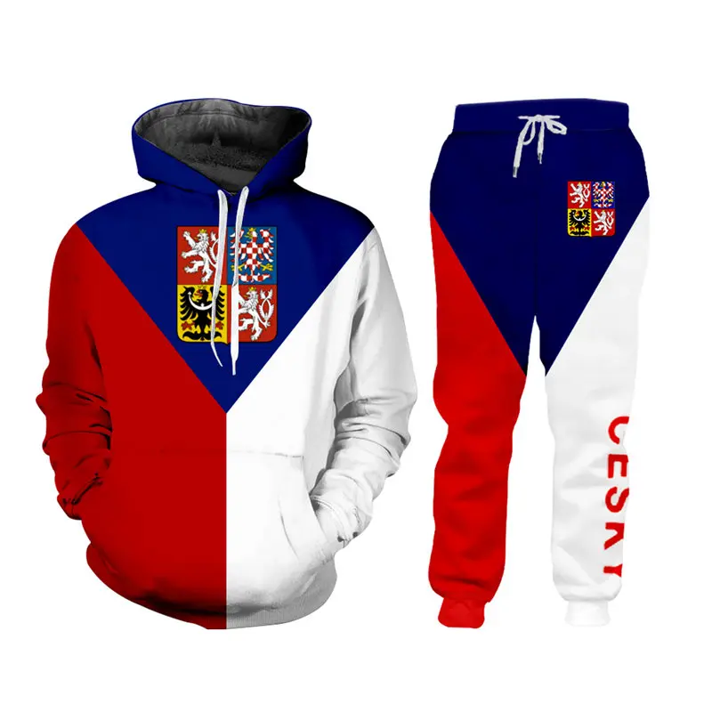 Luxury 3D Print Czech Republic Flag Zipper Jackets+Pants Set Unisex Gym Hoodie T-shirt Tank Joggers Tracksuit Sets Custom S-7XL (5)