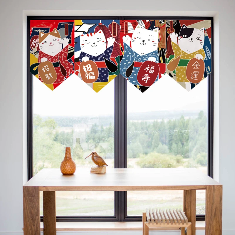 Anese Style Lucky Cat Cartoon Triangular Flag Kitchen Half Lucky Cat Cartoon Triangular Flag