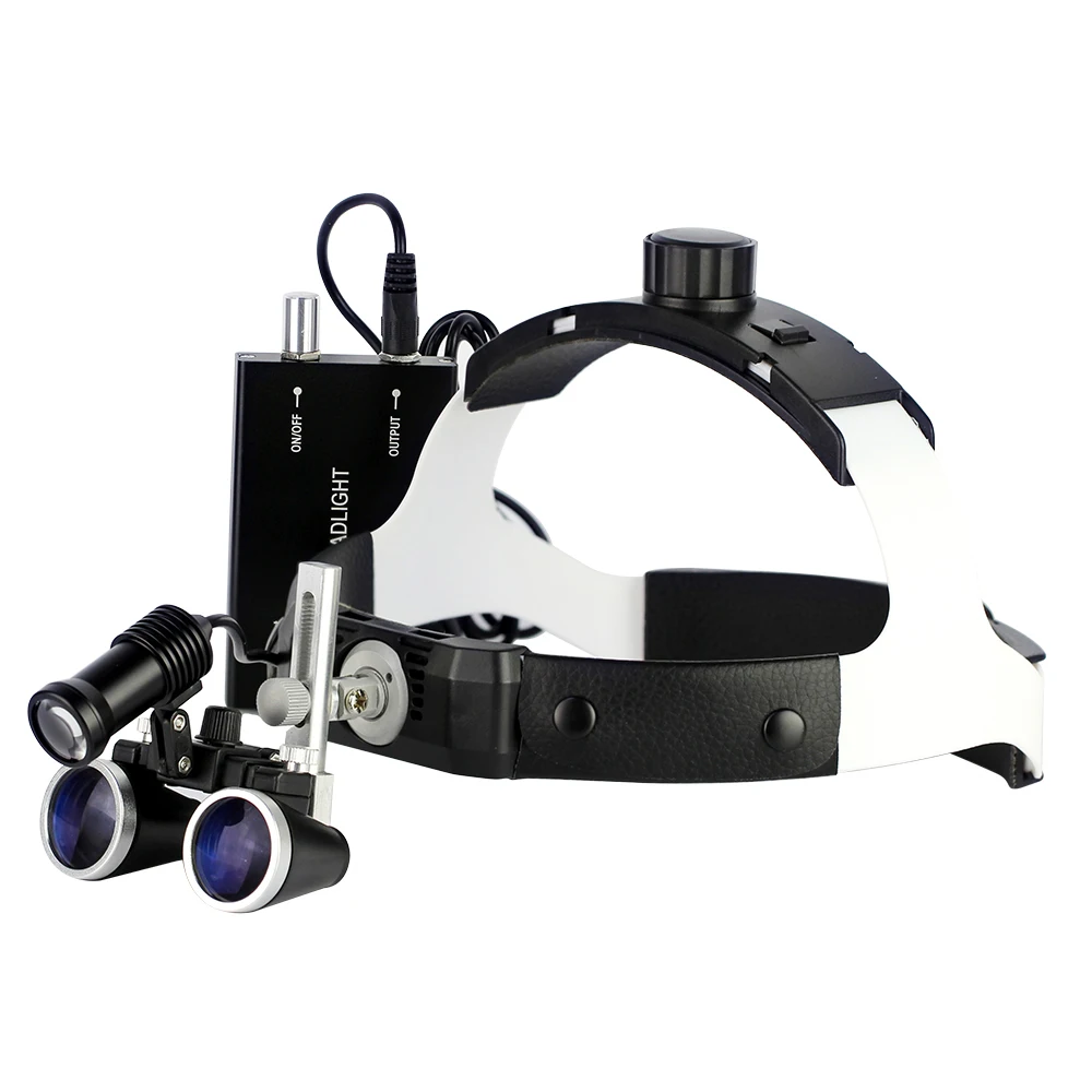 

2.5X/3.5X Dental Loupes 420mm Working Distance Binocular Magnifier with Surgical Medical Headlight LED 5W Headlamp