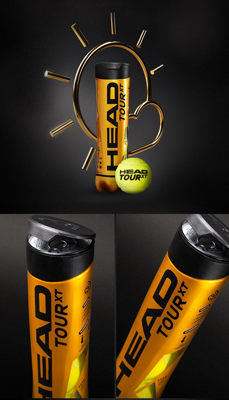 Tubes Professional Original HEAD Tennis Balls Tennis TOUR XT HEAD Training Balls Tenis Ball Trainer Pelotas Tennisballen