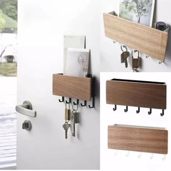 

Space Saving Home Wall Hook Storage Rack Vintage Key Wooden Hanger Seamless Nail Hook Home Decorative Bedroom Door Vintage Hooks