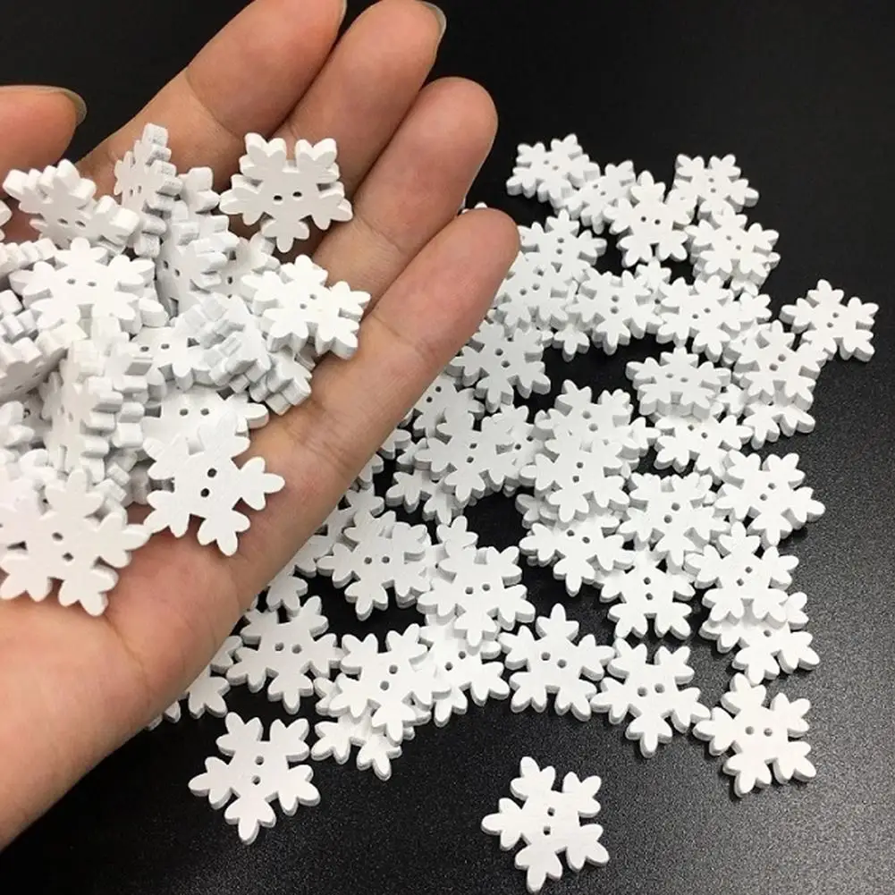 

100Pcs Christmas Wood Snowflake Hanging Ornament Christmas Tree Decoration DIY Craft Xmas Frozen Party Decor Winter Decoration