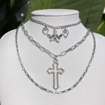 

Europe and the United States Cross-Border Ornament Hip-Hop Cross Chain Necklace Personality