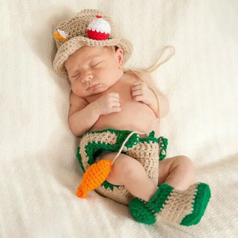 5 Pcs Set Newborn Crochet Costume Photo Photography Prop Photo Shooting Outfits NEW
