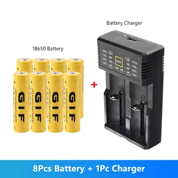 

New 8Pcs 3.7V 9800mAh 18650 Rechargeable Lion Battery For Led Flash Light MP3 Player Mini Fan Battery 18650 Battery + Charger