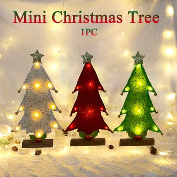 

Festival Party Ornament Home With LED Light Holiday Mini Christmas Tree Office Desktop Decoration Photo Prop Battery Operated
