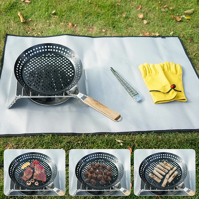 Sartén parrilla perforada barbacoa acero