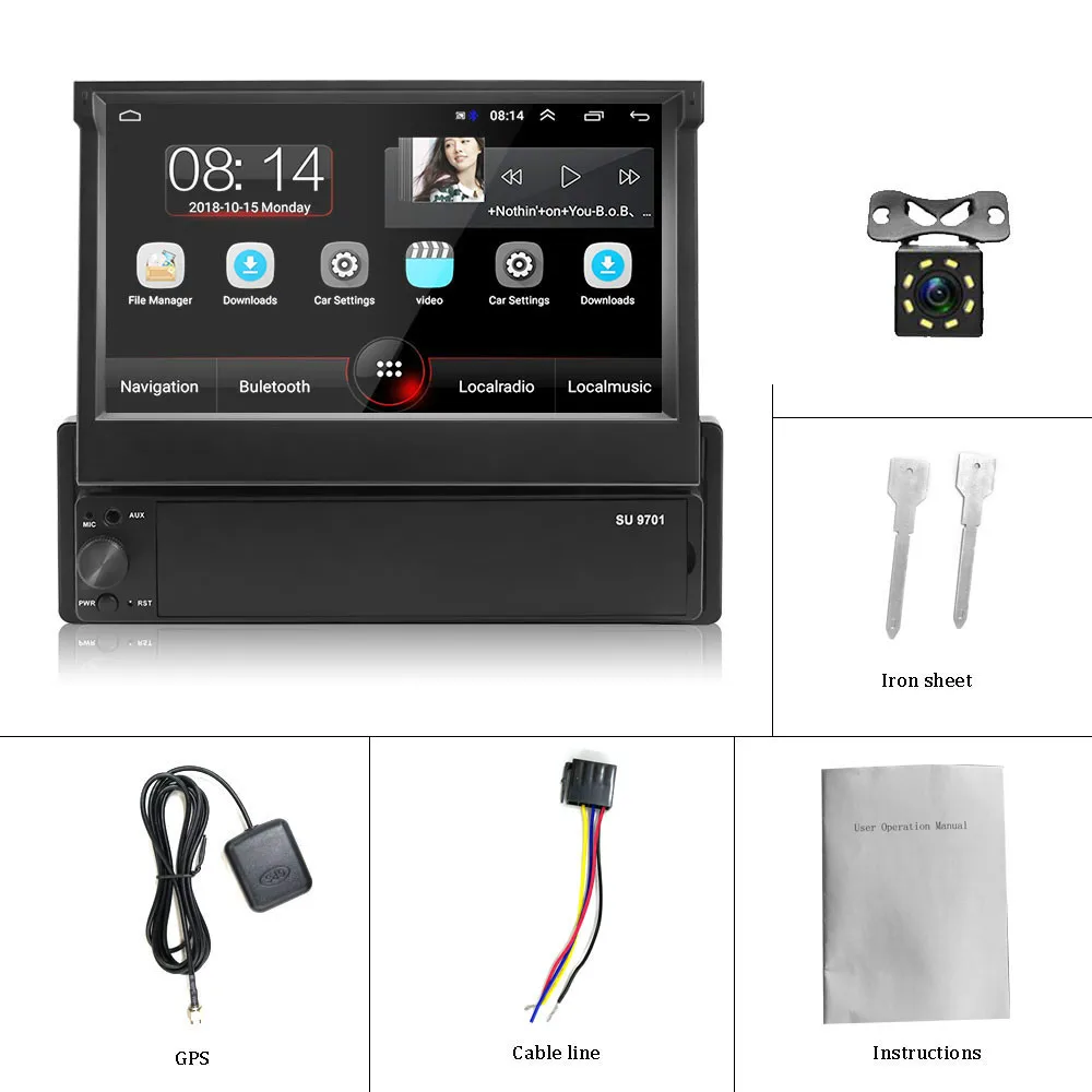 with 8led cam 1din Android 8,1 четырехъядерный автомобильный gps-навигатор 7 ''Universa радио WiFi Bluetooth MP5 Мультимедиа+ камера - Цвет: with 8led cam