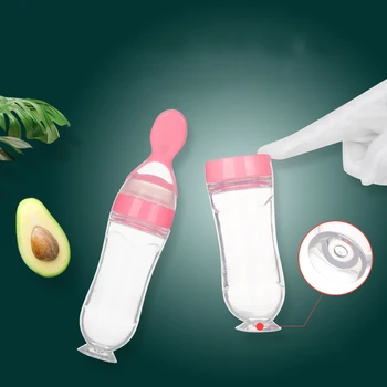 

90ML Baby Rice Paste Bottle Safety Infant Baby Silicone Feeding With Spoon Feeder Food Rice Cereal Bottle Wholesale