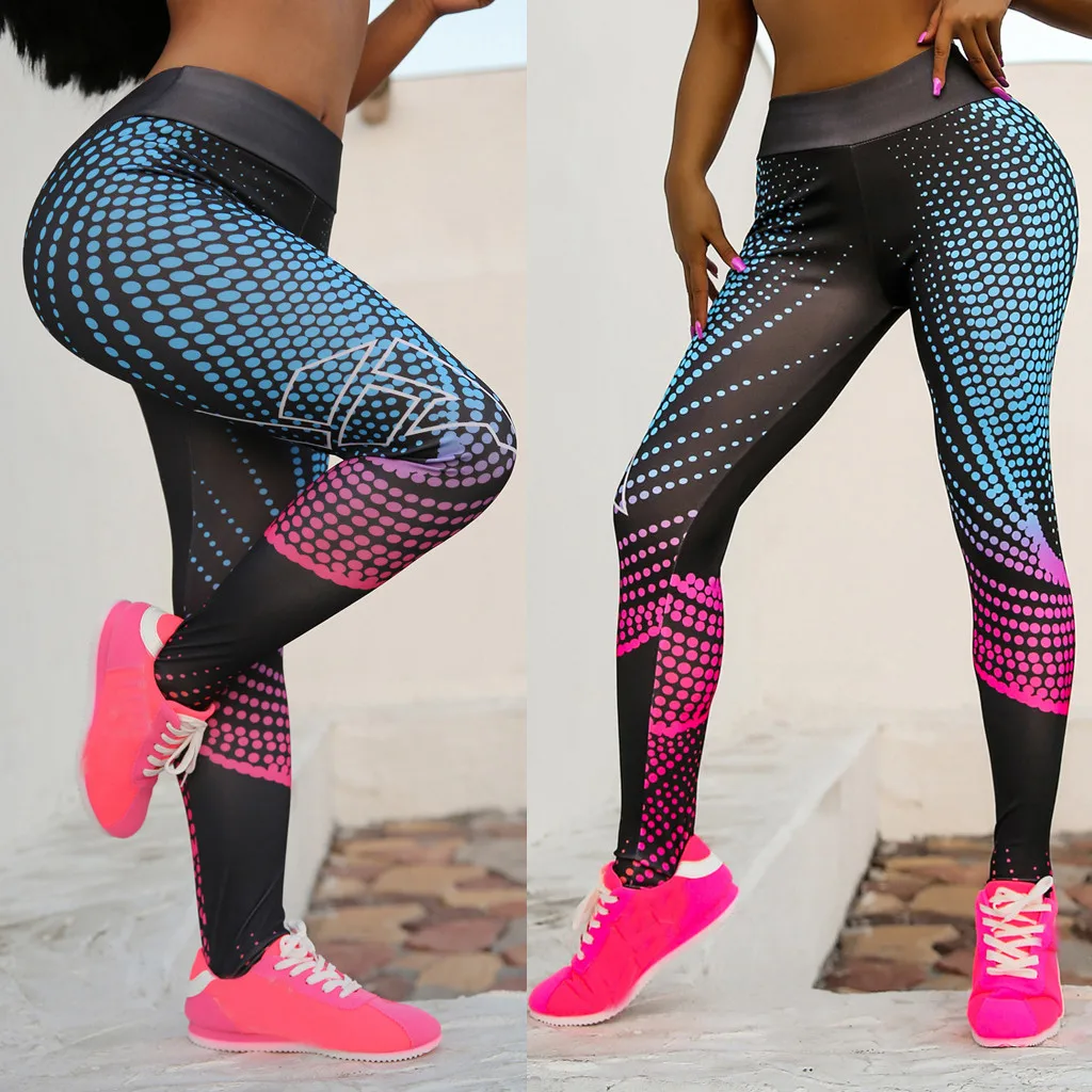 Women's Sport Leggings Digital Printed High-waist Sports Fitness Running Yoga Nine-minute Pants Fitness Clothing#15