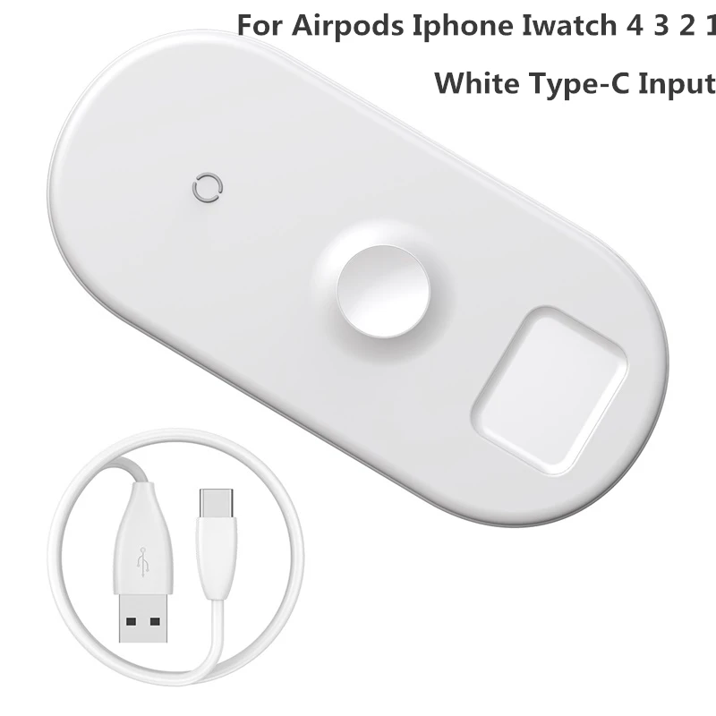 Baseus 3 в 1 Qi Беспроводное зарядное устройство для Airpods Apple Watch 4 3 2 1 iWatch быстрая Беспроводная зарядная площадка для iPhone 11 Pro Xs Max X - Цвет: 3 IN 1 White