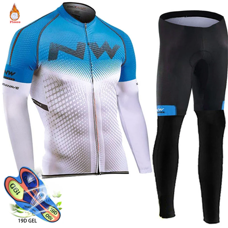 cycling jersey set10 Профессиональный командный зимний термальный флисовый NW Велоспорт Джерси мужской костюм с длинным рукавом открытый езда на велосипеде MTB Одежда для велоспорта комбинезон набор - Цвет: cycling jersey set10