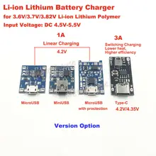 Micro/Mini USB Type-C 1A/3A 3.4V 4.25V 4.3V Lithium Li-ion 18650 Battery Charger Module Charging Board