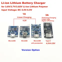 Micro/Mini USB Type-C 1A/3A 3.4V 4.25V 4.3V Lithium Li-ion 18650 Battery Charger Module Charging Board