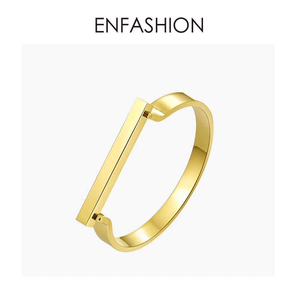 Enfashion, персонализированный, на заказ, с гравировкой, имя, плоская планка, манжета, браслет, золотой цвет, браслет, браслеты для женщин, браслеты