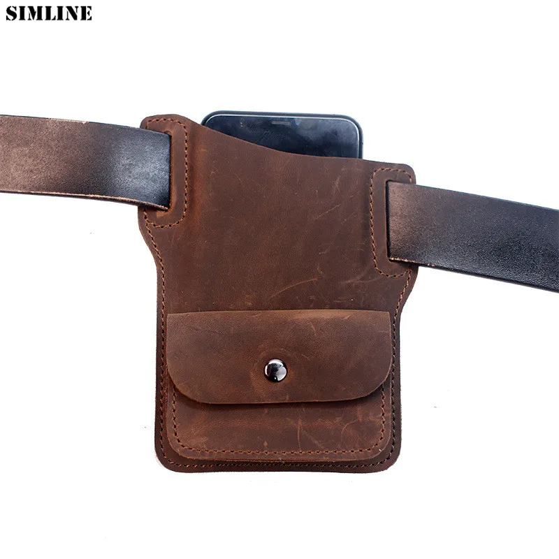Genuine Leather Cellphone Belt Waist Bag For Men Male EDC Tactical Vintage Mobile Phone Cover Case Holder Bags Coin Purse Wallet Genuine Leather Cellphone Belt Waist Bag For Men Male EDC Tactical Vintage Mobile Phone Cover Case Holder Bags Coin Purse Wallet