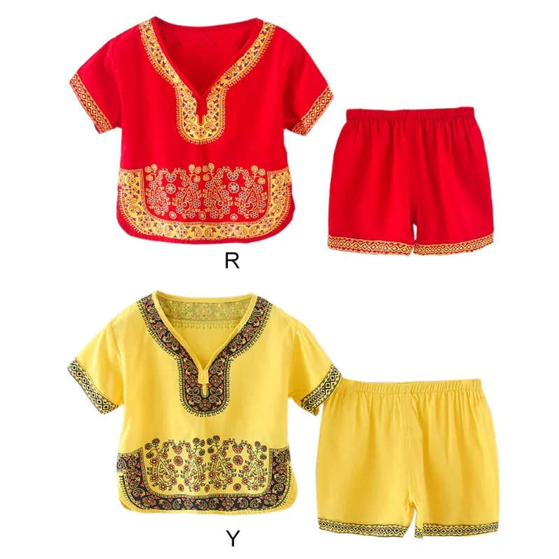 

2Pcs/Set Summer Baby Boys Traditional Chinese Tang Suit Short Sleeve Children Cheongsam Outfits Tops+ Shorts Set