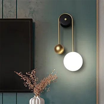 

Tiooka Golden Copper Lamp Nordic Style Bedside Wall Sconce 15W Creative Wall LED 3 Light Dim for TV Background Aisle Hotel Study