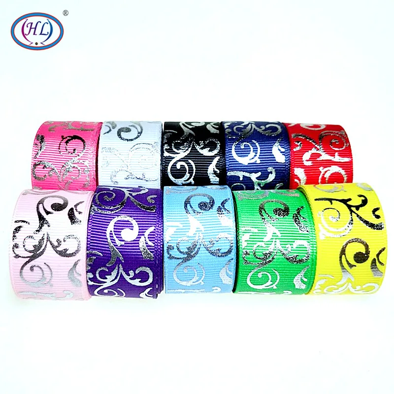 HL 5/10/50 Yards 25mm Hot Stamping Grosgrain Ribbons Wedding Party Christmas Decorations DIY Sewing Crafts For Gift Packing Belt ribbon decoration,ribbon supplies,wrapping ribbon,grosgrain ribbon,sewing ribbon,christmas ribbon
