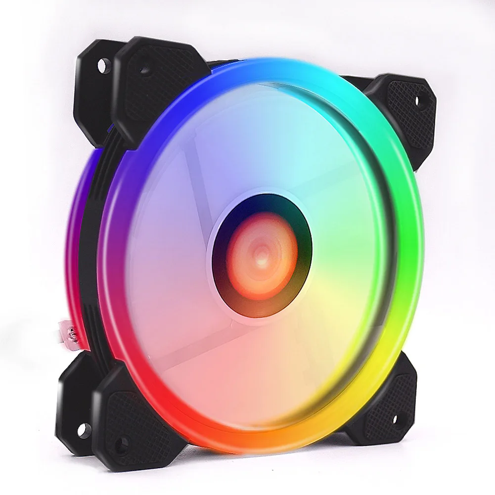 Rainbow Lights RGB Adjustable Color Cooling Fan 120mm LED PC Computer Silent Case Fan Controller VDX99 5