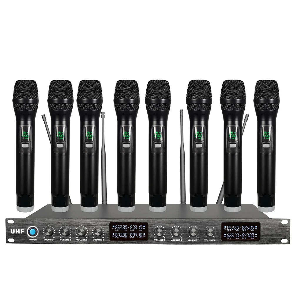 

Professional wireless microphone system 8-channel handheld lavalier conference microphone for home karaoke stage microphone