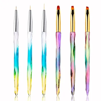 

3 Pcs/set Acrylic Dazzling colors Nail Art Brush Nail Design Painting Pen Nail Polish Gel Decoration Drawing Manicure Tools