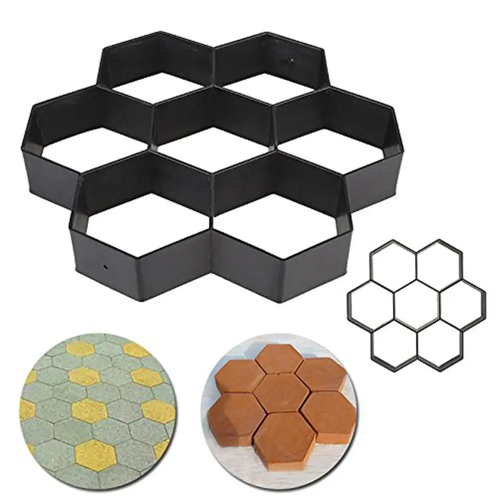 Path Paving Mould Garden Path Molds Home Garden Floor Road Concrete Stepping Stone Path Mold Patio Maker Reusable DIY Plastic Paving Tool