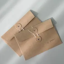 Sac de rangement de fichiers rétro, enveloppe en papier kraft à sangle, sac d'enveloppe à sangle enroulée, fournitures de carte postale de vœux et de lettres