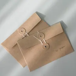 Sac de rangement de fichiers rétro, enveloppe en papier kraft à sangle, sac d'enveloppe à sangle enroulée, fournitures de carte postale de vœux et de lettres 