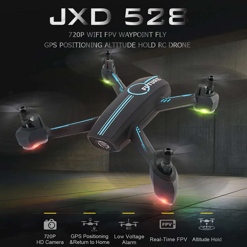

JXD 528 720P Camera Wifi FPV GPS Positioning Waypoint Fly Altitude Hold RC Quadcopter