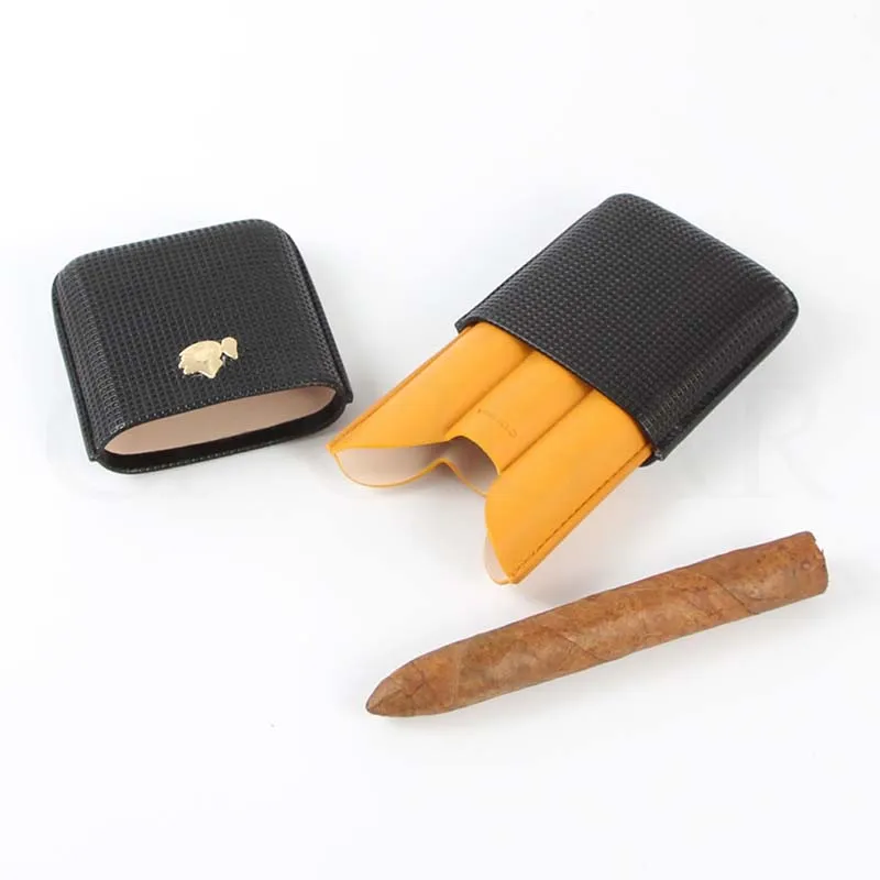  COHIBA Cigar Leather Case Outdoor Humidor Box Portable Travel Cigars Humidors Fit 3 Cuban Cigars Ho