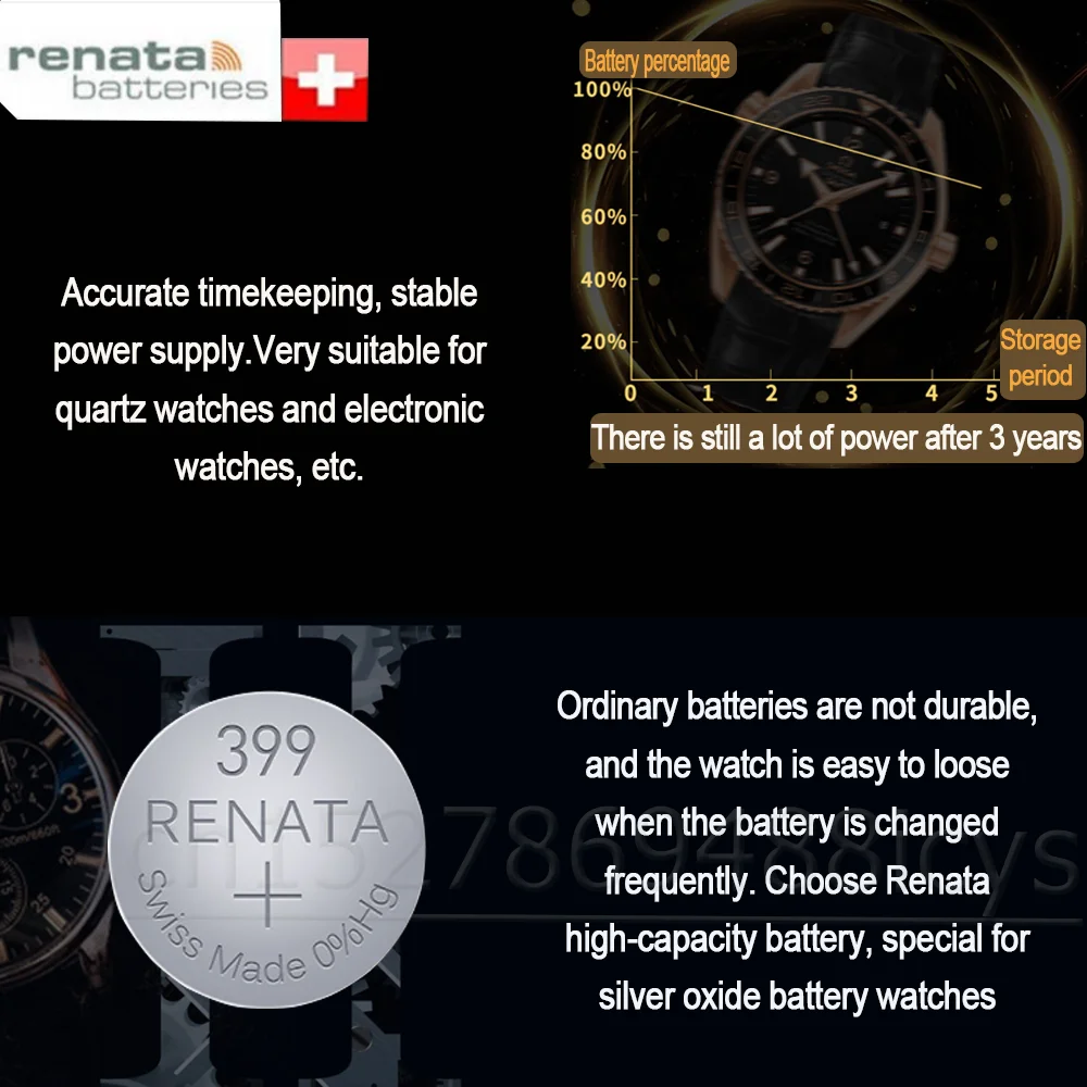 camera battery 2PCS Original RENATA 399 SR927W AG7 LR927 1.55V Silver Oxide Watch Battery Long Lasting Swiss Made Calculator Button Coin Cell coin battery