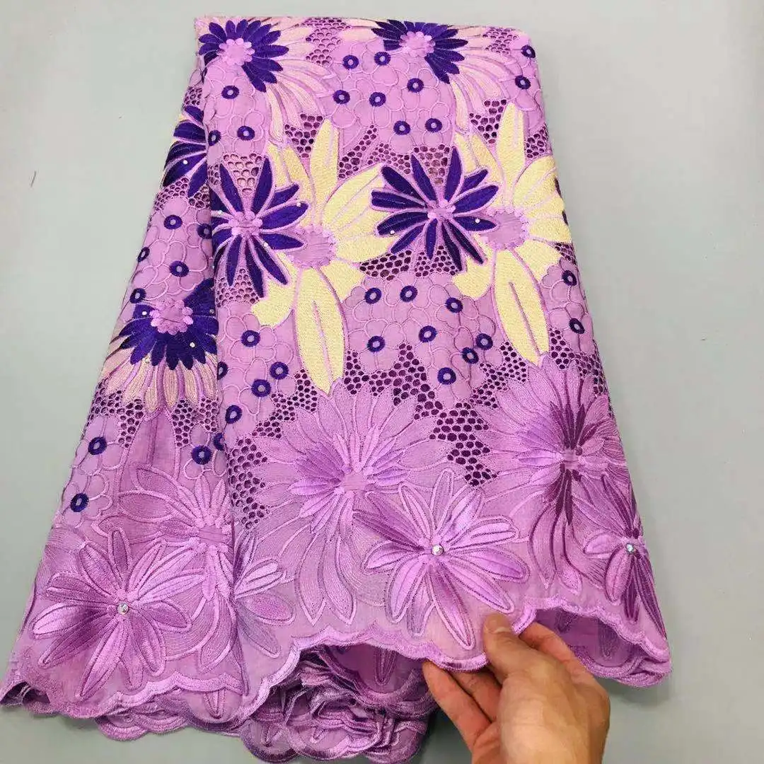 5yards African Swiss Lace Fabric High Quality 100%Cotton Embroidery Voile In Switzerland Dubai | Дом и сад
