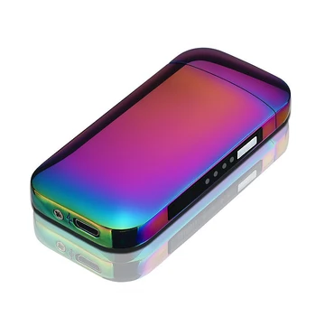 

Metal Windproof Electronic Usb Charging Cigarette Lighter Double Arc Plasma Pulse Led Power Display Lighters(Color)