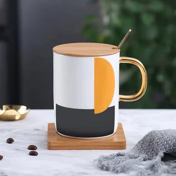 

Bone china coffee cup lovers hand painted golden border European Ceramic Mug afternoon tea cup elegant style water cup