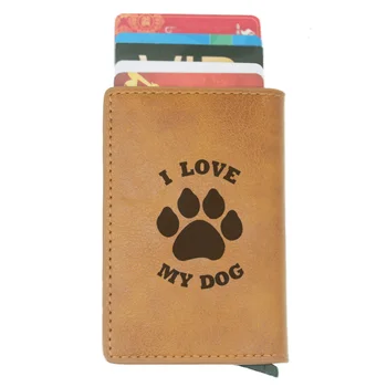 

new arrivals I love my dog Men wallets rfid Blocking Small wallet For Credit Cards High Quality Leather carteira short portfel