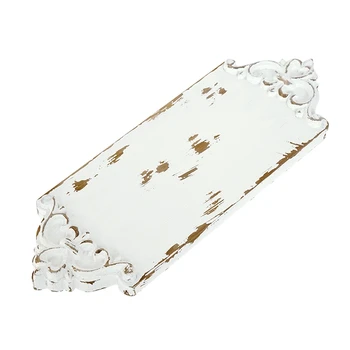 

Carving Wood Board Tray Vintage White Style Handmade Dessert Plate Cake Table Decoration Coffee Coaster Tea Mat