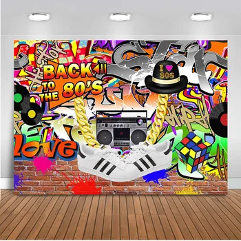 

Back to 80s 90s hip hop graffiti wall background for photo Daikin chain 80s love backdrop for photography studio portrait photo