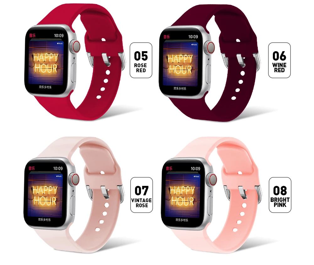 Спортивный ремешок с u-образной пряжкой для Apple Watch, сменный мягкий силиконовый браслет 38 мм 42 мм 40 мм 44 мм Серия 1 2 3 4 5 браслет