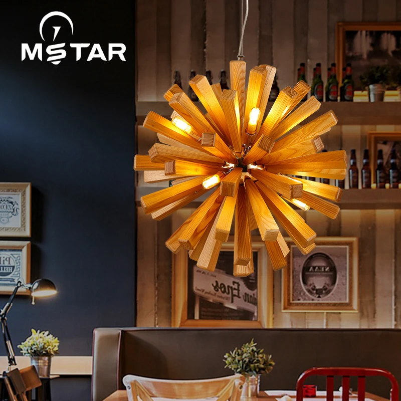

Nordic Wood Chandelier Designer Art Individuality Dining Room Ashtree Wooden Chandelier Chandelier En luminaria pendente