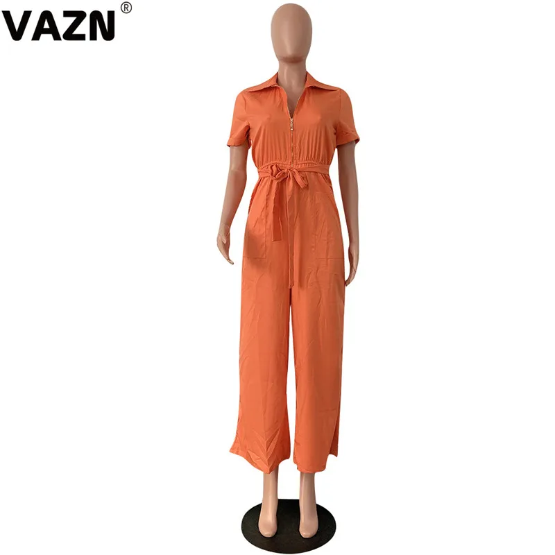 VAZN GOFN 16215, v-образный вырез, офисный стиль, повседневный клубный комбинезон для молодых девушек, короткий рукав, длинные широкие штаны, комбинезоны, сексуальные комбинезоны